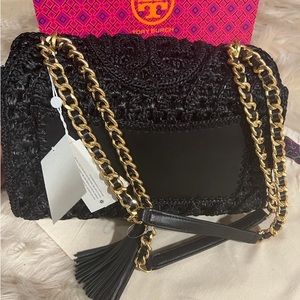 Tory Burch black Raffai convertible shoulder authentic NWT